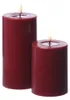 LED Stumpenkerze MIA - Echtwachs - realistische 3D Flamme - H: 10cm - Batteriebetrieb - weinrot Produktbild-Vorschau