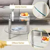 okwish Konferenční stolek sklo kov – dvoustupňový design Náhled obrázku produktu 3