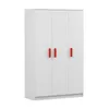 Kinder-Kleiderschrank JONAS 120 cm – Weiß/Weiß mit roten Produktbild-Vorschau 4