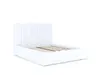 A white upholstered bed frame with a slatted base, shown from a three-quarter angle on a white background. Náhled obrázku produktu