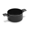 A black pot with two handles on a white background. Podgląd zdjęcia produktu