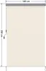 A beige roller blind with a gray cassette and pull cord, shown with dimensions indicated. Produktbild-Vorschau
