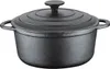A black cast iron pot with a lid is shown against a white background. Produktbild-Vorschau