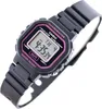 A digital watch with a black strap and a pink bezel, displayed on a white background. Anteprima dell’immagine prodotto
