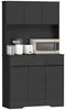 HOMCOM Credenza da cucina con piano di lavoro, 6 ante, nera Anteprima dell’immagine prodotto 1