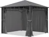 A gray gazebo with curtains, shown from a slightly angled front view. Náhled obrázku produktu