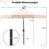 A diagram showing the dimensions of a beige patio umbrella. Produktbild-Vorschau