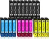 A collection of printer ink cartridges arranged in rows. Produktbild-Vorschau