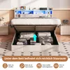 ProximaX Stauraumbett 140x200 cm Beige Leinen mit Produktbild-Vorschau 5