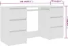 A size chart showing a white desk with dimensions indicated by purple lines and text. Anteprima dell’immagine prodotto