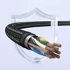 A cutaway view of a black braided USB cable, showing its internal wires, protected by a transparent shield graphic. Anteprima dell’immagine prodotto