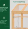 A close-up view of a wooden greenhouse with polycarbonate panels, highlighting product details. Voir les images du produit