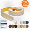 A roll of flexible skirting board with adhesive backing, shown with a selection of color swatches. Podgląd zdjęcia produktu