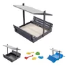 QLS Holz-Sandkasten 120 cm mit Sitzbank und grauem Dach Produktbild-Vorschau 1
