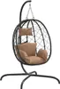 vidaXL Závěsné křeslo s polštářem Taupe Poly Rattan & Steel Náhled obrázku produktu 1