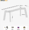 A technical drawing of a table base with dimensions and feature icons. Produktbild-Vorschau