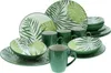A set of dinnerware with a tropical leaf pattern. Produktbild-Vorschau