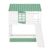 A white and green bunk bed with a slide, set against a white background. Náhled obrázku produktu