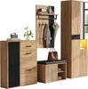 A set of hallway furniture including a wardrobe, shoe cabinet, shoe bench, and wall-mounted coat rack, displayed against a white background. Náhled obrázku produktu