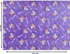 A purple blanket with a repeating pattern of unicorns and rainbows. Text elements are also visible. Náhled obrázku produktu