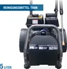 Rear view of a pressure washer with text overlays indicating features. Produktbild-Vorschau