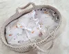 BOHO Puppenwagen handgefertigt aus beigem Baumwollstoff mit Produktbild-Vorschau 4