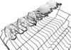 A close-up view of the upper rack of a dishwasher, showing glasses and white bowls placed on the rack. Voir les images du produit