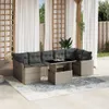 vidaXL 8-tlg. Garten-Sofagarnitur mit Kissen Hellgrau Poly Produktbild-Vorschau 2