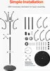 An image showing the parts of a coat rack and the hardware needed for assembly, along with a partially assembled coat rack. Anteprima dell’immagine prodotto