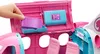 A hand is placing a purple accessory into a compartment of a pink and blue toy airplane. Produktbild-Vorschau