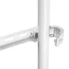 A close-up view of a white metal TV stand bracket attached to a vertical pole. Produktbild-Vorschau