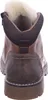 The back view of a brown leather boot with white fur lining. Produktbild-Vorschau