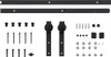 A collection of hardware components for a sliding door system, laid out on a white background. Náhľad obrázku produktu