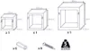 Diagram showing three different sizes of wall shelves with dimensions and included hardware, along with a weight limit indicator. Produktbild-Vorschau