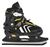 A single black and yellow adjustable skate shoe with a white blade, shown from the side against a white background. Voir les images du produit