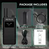 A collage of images showing the contents of a Retevis B63S walkie talkie package. Produktbild-Vorschau