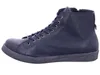 A side view of a dark blue leather high-top sneaker. Anteprima dell’immagine prodotto