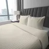 Pościel satynowa 180x200 gładka z paskami premium Ecru Podgląd zdjęcia produktu 3