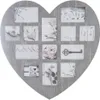 A heart-shaped photo frame with multiple picture slots, made of wood with a distressed gray finish. Náhled obrázku produktu