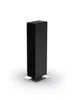 A black tower heater with a silver base on a white background. Náhľad obrázku produktu