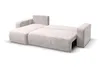 A beige sectional sofa that has been converted into a bed, shown against a white background. Produktbild-Vorschau