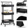 A 3-tier rolling cart with various items on its shelves, presented with feature callouts. Anteprima dell’immagine prodotto