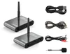 A product shot of a wireless audio sender and receiver set with various cables. Náhľad obrázku produktu