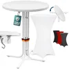 CASARIA® Stehtisch mit Husse 70 cm Klappbar Weiß Rund Holz Produktbild-Vorschau 1