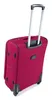 A red suitcase with a silver telescopic handle and black wheels, shown from a low angle. Náhled obrázku produktu