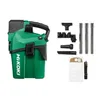 A green and black Hikoki vacuum cleaner with various accessories laid out next to it on a white background. Produktbild-Vorschau