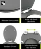 A collage of four images showcasing different features of a toilet seat. Produktbild-Vorschau