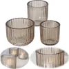 LS-LebenStil 3er Set Teelichthalter Glas Retro Beige 7-9cm Produktbild-Vorschau 1