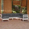 7-tlg. Garten-Lounge-Set mit Kissen Weiß Kiefer Massivholz Produktbild-Vorschau 2
