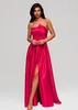 Ombre Trägerloses Abendkleid mit Schlitz rot S Produktbild-Vorschau 3